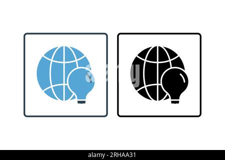 Icona soluzione globale. Icona relativa all'ottimizzazione dei motori di ricerca. adatto per la progettazione di siti web, app, interfacce utente. stile icona a tinta unita. Vettore semplice Illustrazione Vettoriale
