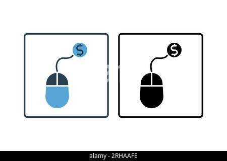 Icona Pay per Click (paga per clic). Icona relativa all'ottimizzazione dei motori di ricerca. adatto per la progettazione di siti web, app, interfacce utente. stile icona a tinta unita. De vettore semplice Illustrazione Vettoriale