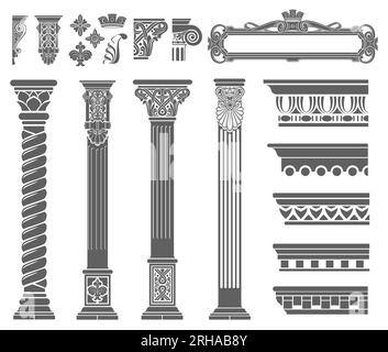 Set di silhouette classici capitelli vintage Illustrazione Vettoriale