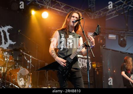 Tortured Demon, si esibiscono dal vivo al Bloodstock Open Air Festival 2023, Catton Park, Derbyshire, Regno Unito. Foto Stock