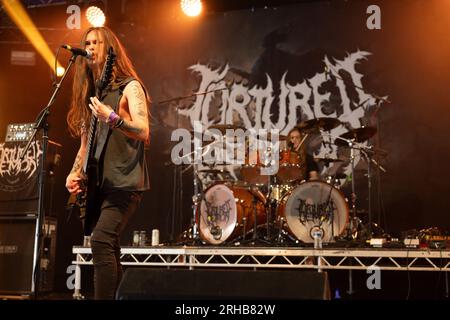 Tortured Demon, si esibiscono dal vivo al Bloodstock Open Air Festival 2023, Catton Park, Derbyshire, Regno Unito. Foto Stock