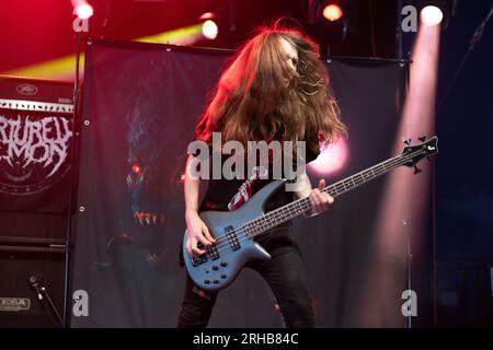 Tortured Demon, si esibiscono dal vivo al Bloodstock Open Air Festival 2023, Catton Park, Derbyshire, Regno Unito. Foto Stock