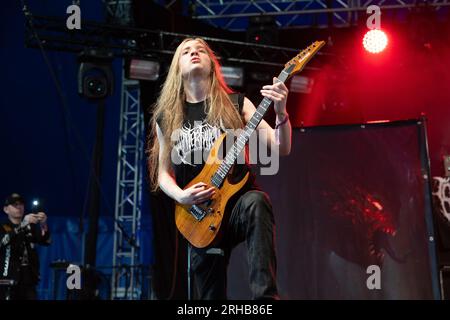 Tortured Demon, si esibiscono dal vivo al Bloodstock Open Air Festival 2023, Catton Park, Derbyshire, Regno Unito. Foto Stock