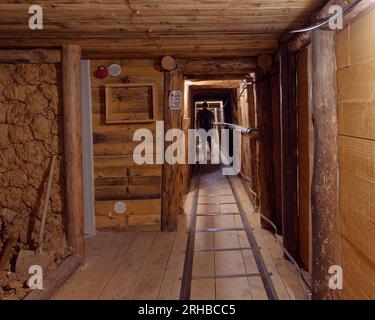 Replica del tunnel di Sarajevo, noto anche come Tunel spasa e Tunnel of Hope, costruito sotto l'aeroporto durante la guerra in Bosnia. Sarajevo, Bosnia-Erzegovina, 15 agosto 2023. Foto Stock