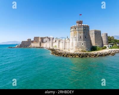 Vista aerea del Castello di Mamure o del Castello di Anamur nella città di Anamur, Turchia Foto Stock