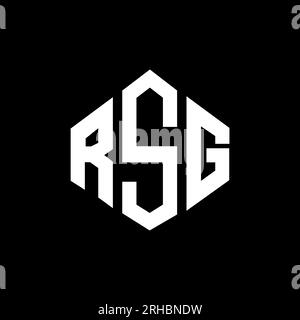 Logo RSG Letter con forma poligonale. Design con logo a forma di cubo e poligono RSG. Modello con logo vettoriale esagonale RSG in bianco e nero. Monogr. RSG Illustrazione Vettoriale