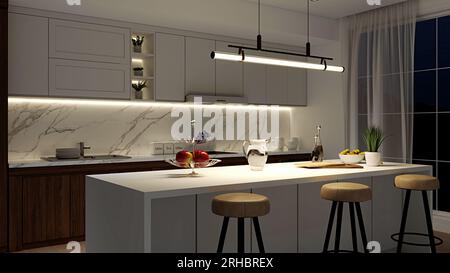 Design minimalista degli interni della cucina Foto Stock