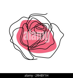 Disegno a linee continuo del vettore di fiori di rosa Illustrazione Vettoriale
