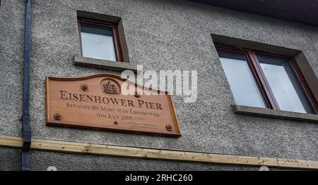 Molo di Eisenhower a Bangor, County Down, Irlanda del Nord. Nel 1944 il generale Dwight D Eisenhower, salpò da Bangor per dirigersi verso le truppe del Belfast Lough. Foto Stock