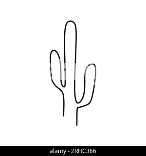 disegnare una linea continua di piante di cactus. Illustrazione Vettoriale