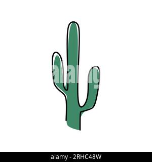 un disegno continuo di piante di cactus. Illustrazione Vettoriale