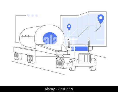 Illustrazione del vettore astratto del concetto di carico sovradimensionato. Utilizzo di carichi di grandi dimensioni per il trasporto di merci, per le attività di esportazione e importazione, per il commercio estero Illustrazione Vettoriale