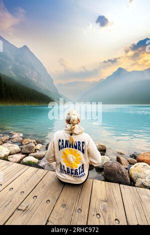 Lake Louise Beautiful Nature and Tranquility Banff National Park, Canadian Rockies, Alberta, Canada. Banff National Park, Alberta, Canada Foto Stock