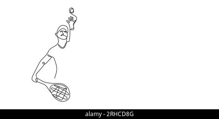 disegno continuo di sport da tennis. Illustrazione Vettoriale