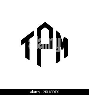 Logo TPM Letter con forma poligonale. Design con logo a forma di cubo e poligono TPM. Modello con logo vettoriale esagonale TPM in bianco e nero. Monogr. TPM Illustrazione Vettoriale