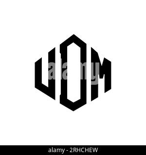 Logo UDM Letter con forma poligonale. Design del logo a forma di cubo e poligono UDM. Modello con logo vettoriale esagonale UDM in bianco e nero. Monogr. UDM Illustrazione Vettoriale