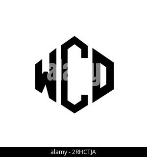 Logo WCO Letter con forma poligonale. Design con logo a forma di cubo e poligono WCO. Modello con logo vettoriale esagonale WCO in bianco e nero. WCO monogr Illustrazione Vettoriale