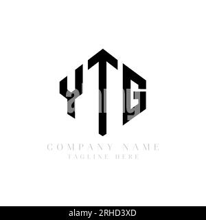 Logo YTG Letter con forma poligonale. Design con logo a forma di cubo e poligono YTG. Modello con logo vettoriale esagonale YTG in bianco e nero. YTG Illustrazione Vettoriale