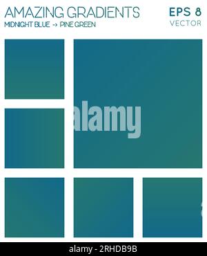 Sfumature colorate nelle tonalità blu notte e verde pino. Sfondo gradiente ammirevole, interessante illustrazione vettoriale. Illustrazione Vettoriale