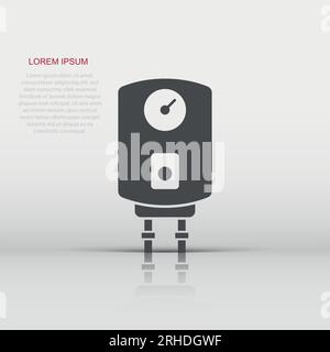 Icona caldaia a gas in stile piatto. Illustrazione del vettore riscaldatore su sfondo isolato. Concetto di business di segno bollente. Illustrazione Vettoriale