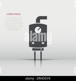 Icona caldaia a gas in stile piatto. Illustrazione del vettore riscaldatore su sfondo isolato. Concetto di business di segno bollente. Illustrazione Vettoriale