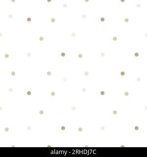 Delicato motivo senza cuciture di cerchi ad acquerello beige e marrone, pois, macchie su sfondo bianco. Illustrazione acquerello. Adatto per tessuti Foto Stock