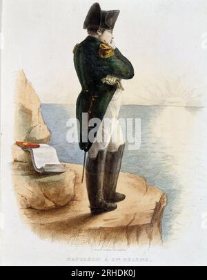 Napoleon a Sainte Helene - in Plutarque Francais, 1841 (T.8) Foto Stock