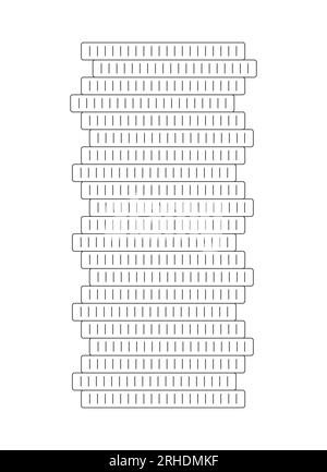 Pila di monete d'oro, oggetto vettoriale isolato monocromatico Illustrazione Vettoriale