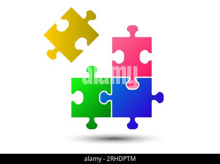 Illustrazione vettoriale dei pezzi del puzzle isolata su sfondo bianco. Set vettoriale pezzi puzzle. Separare i pezzi del puzzle. Illustrazione Vettoriale