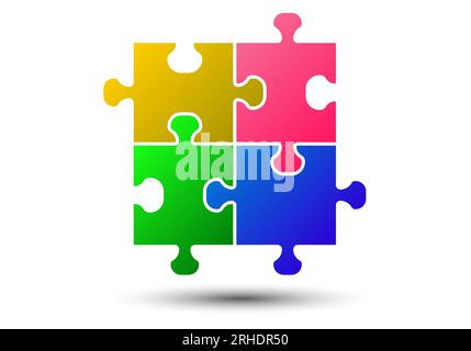 Illustrazione vettoriale dei pezzi del puzzle isolata su sfondo bianco. Set vettoriale pezzi puzzle. Separare i pezzi del puzzle. Illustrazione Vettoriale