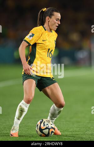 Hayley Raso #16 dell'Australia durante la semifinale della Coppa del mondo femminile FIFA 2023 Australia Women vs England Women allo Stadium Australia, Sydney, Australia, 16 agosto 2023 (foto di Patrick Hoelscher/News Images) a Sydney, Australia il 16/8/2023. (Foto di Patrick Hoelscher/News Images/Sipa USA) Foto Stock