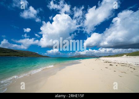 Remote Tràigh Mheilein Beach, Huisinis, Isola di Harris, Ebridi esterne, Scozia, REGNO UNITO Foto Stock