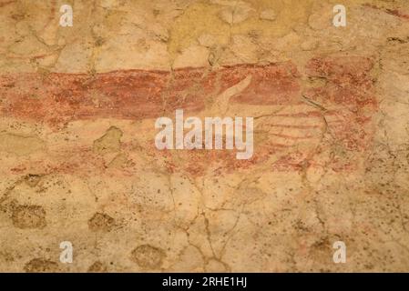 Resti di dipinti romanici del monastero di Sant Pere de Rodes (Alt Empordà, Girona, Catalogna, Spagna) Foto Stock