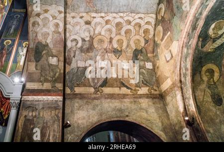 Affreschi di Andrey Rublev nella Cattedrale della Dormizione di Vladimir, Russia Foto Stock