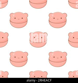 motivo kawaii korean cosmetics senza cuciture. Illustrazione vettoriale su sfondo bianco isolato Illustrazione Vettoriale
