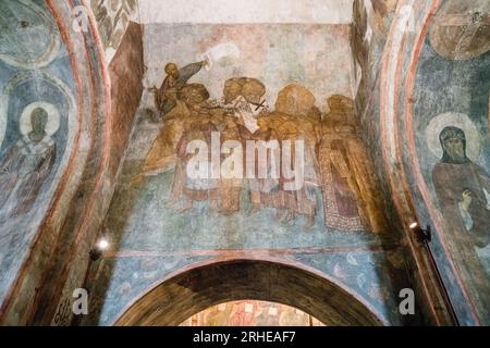 Affreschi di Andrey Rublev nella Cattedrale della Dormizione di Vladimir, Russia Foto Stock