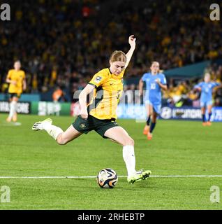 Sydney, Australia. 16 agosto 2023. Cortnee Vine dell'Australia durante la semifinale della Coppa del mondo femminile FIFA 2023 allo Stadium Australia di Sydney (Kleber Osorio) credito: Kleber Osorio/ Alamy Live News Foto Stock