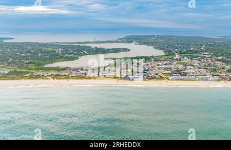 vista aerea di montauk dall'oceano Foto Stock