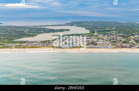 vista aerea di montauk dall'oceano Foto Stock