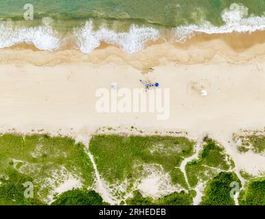 Vista aerea di Kirks Beach a Montauk, NY Foto Stock