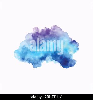Nuvola di acquerelli da sogno, che fonde sfumature blu e viola con tratti artistici Illustrazione Vettoriale
