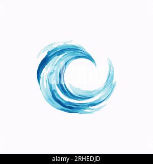 Sereni acquerelli a onda di mare, mescolando sfumature blu in movimenti fluidi e artistici Illustrazione Vettoriale