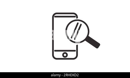 Icona dello smartphone e della lente di ingrandimento. Illustrazione piatta modificabile isolata dal vettore Illustrazione Vettoriale