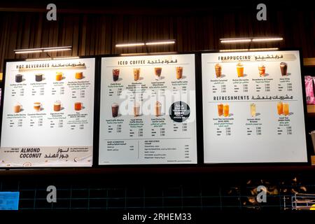 McDonalds Bahrain Airport Cafe - menu' Foto Stock