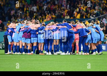 Sydney, Australia. 16 agosto 2023. La nazionale di calcio femminile dell'Inghilterra si vede durante la partita della Coppa del mondo femminile FIFA 2023 tra Australia e Inghilterra tenutasi allo Stadium Australia di Sydney. Punteggio finale Inghilterra 3:1 Australia (foto di Luis Veniegra/SOPA Images/Sipa USA) credito: SIPA USA/Alamy Live News Foto Stock