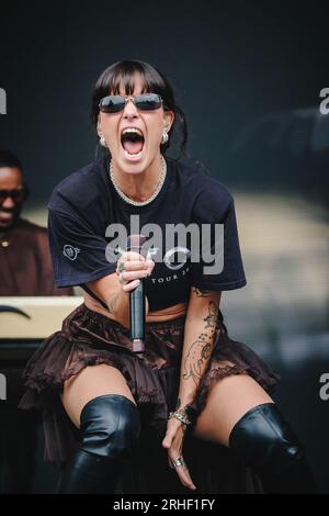 Gothenburg, Svezia. 12 agosto 2023. Il rapper svedese Cleo esegue un concerto dal vivo durante il festival musicale svedese Way Out West 2023 a Gothenburg. (Foto: Gonzales Photo - Tilman Jentzsch). Foto Stock