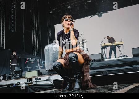 Gothenburg, Svezia. 12 agosto 2023. Il rapper svedese Cleo esegue un concerto dal vivo durante il festival musicale svedese Way Out West 2023 a Gothenburg. (Foto: Gonzales Photo - Tilman Jentzsch). Foto Stock