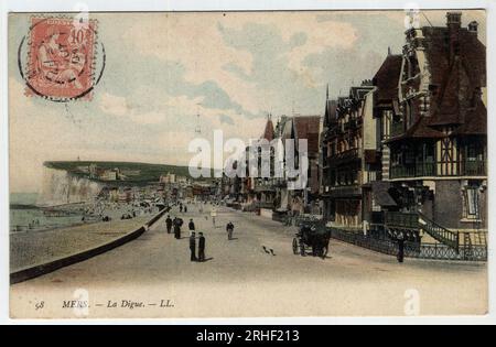 Picardie, Somme (80), Mers les Bains (Mers-les-Bains) : vue de la Digue - carte postale fin 19eme-debut 20eme siecle Foto Stock