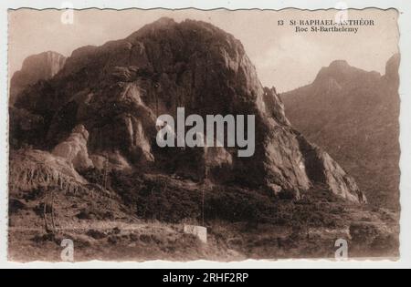 Provence Alpes Cote d'Azur, Var (83), Saint Raphael (Saint-Raphael): Rocher Saint Barthelemy (Saint-Barthelemy) sur le Plateau d'Antheor - carte postale fin 19eme-20eme siecle Foto Stock