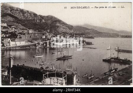 Monte Carlo (Monte-Carlo) : Vue de la ville pry depuis Monaco - carte postale fin 19eme-20eme siecle Foto Stock